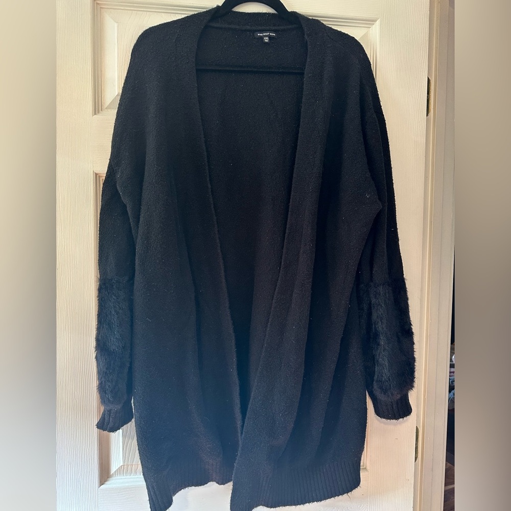 Who What Wear Target cardigan with fuzzy sleeves